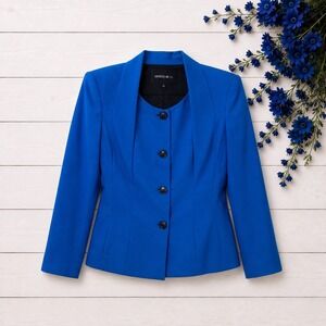 Lafayette 148 New York Royal Blue  Button-Front Blazer Jacket Size 6
